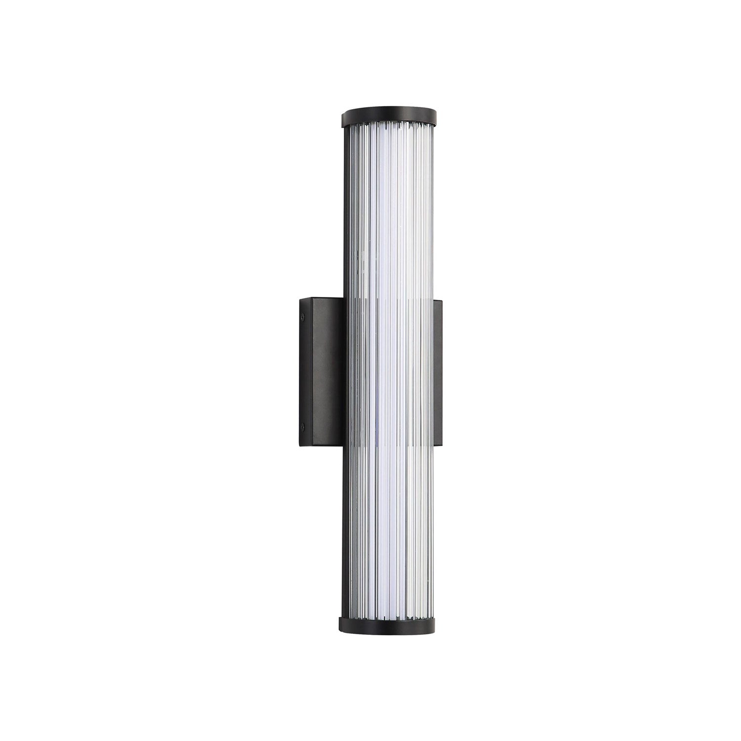 Led 17" Wall Sconce - Outdoor In Matte Black With Clear Glass Shade
