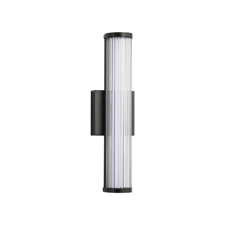 Led 17" Wall Sconce - Outdoor In Matte Black With Clear Glass Shade