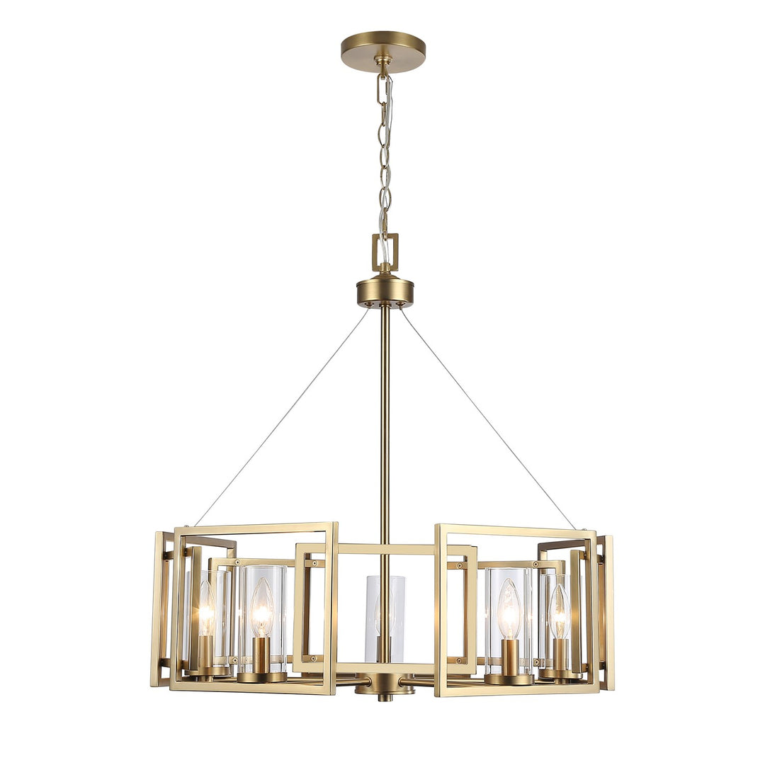5-Light Chandelier In Brushed Champagne Bronze With Clear Glass by Golden