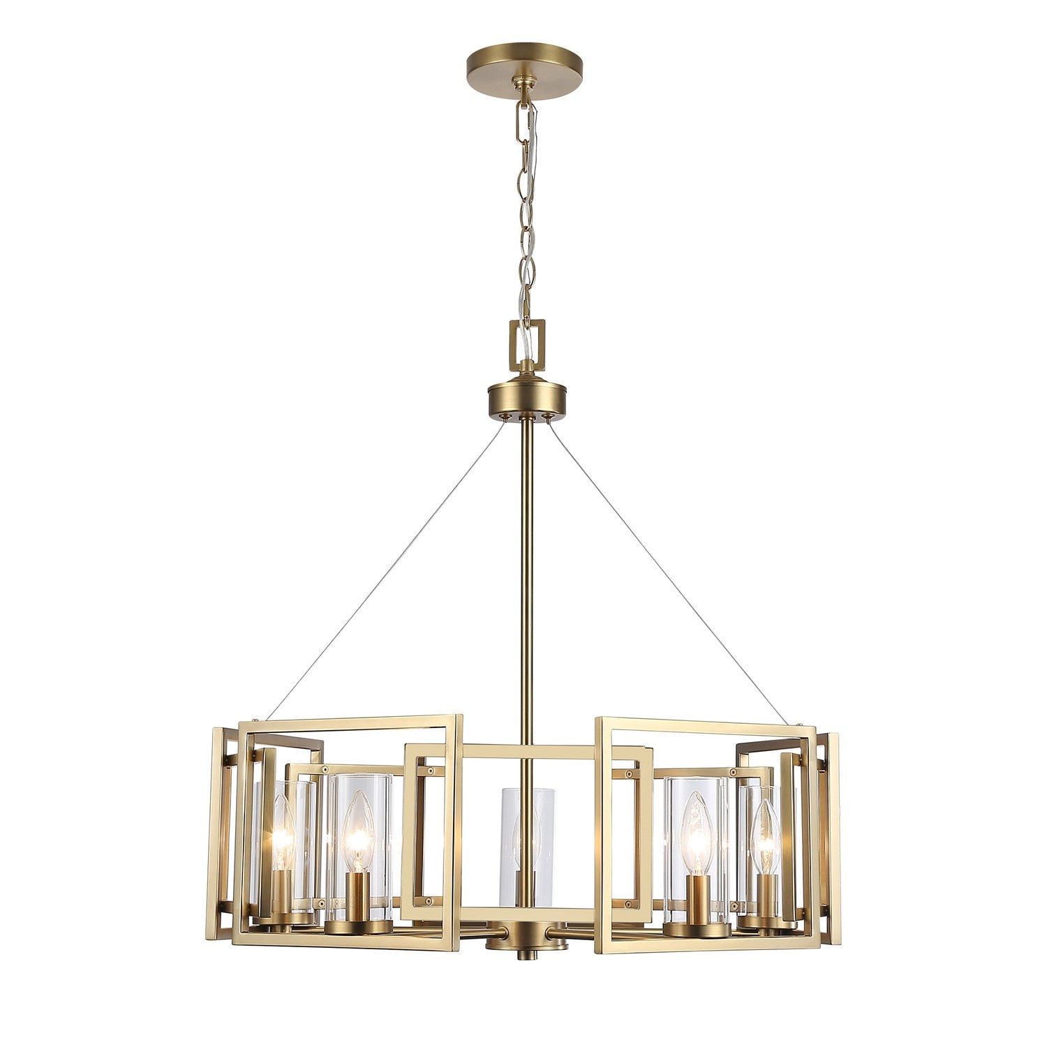 5-Light Chandelier In Brushed Champagne Bronze With Clear Glass by Golden