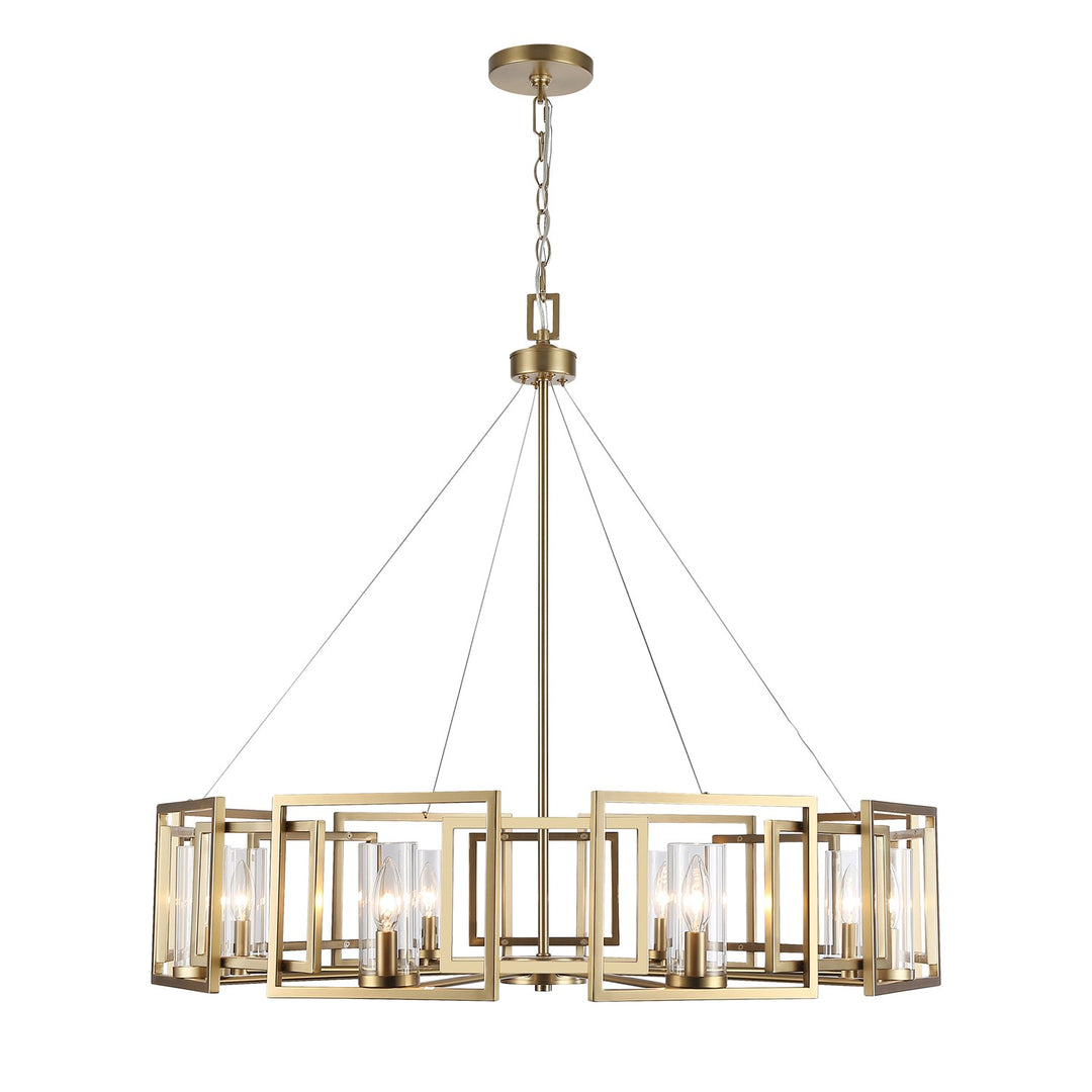 8-Light Chandelier In Brushed Champagne Bronze With Clear Glass by Golden
