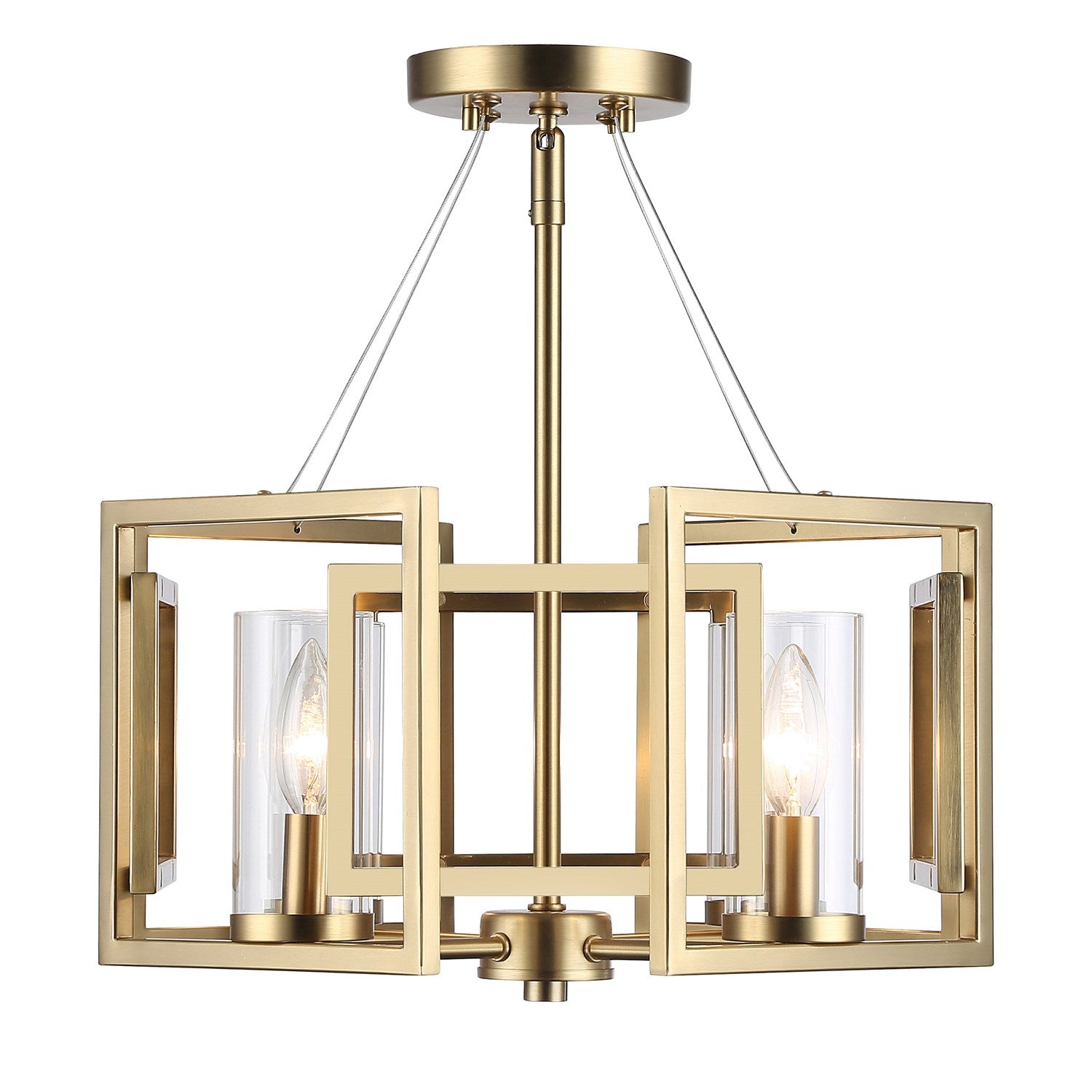 4-Light Semi-Flush In Brushed Champagne Bronze With Clear Glass by Golden