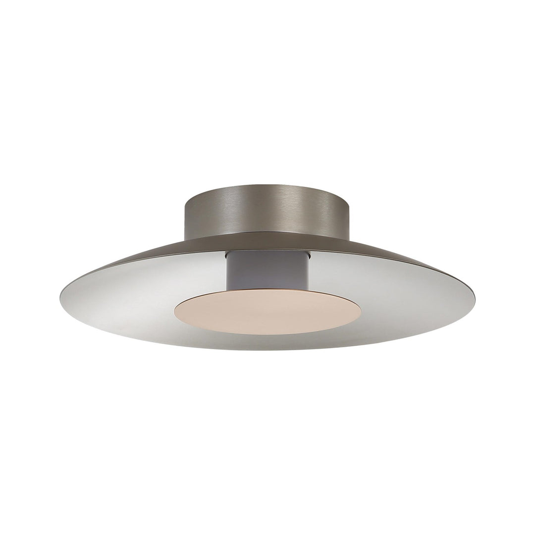 Led Flush Mount - 12" In Sand Nickel With French Gold Shade by Golden