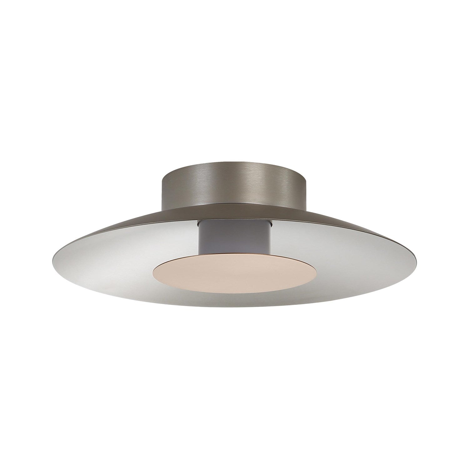 Led Flush Mount - 12" In Sand Nickel With French Gold Shade by Golden
