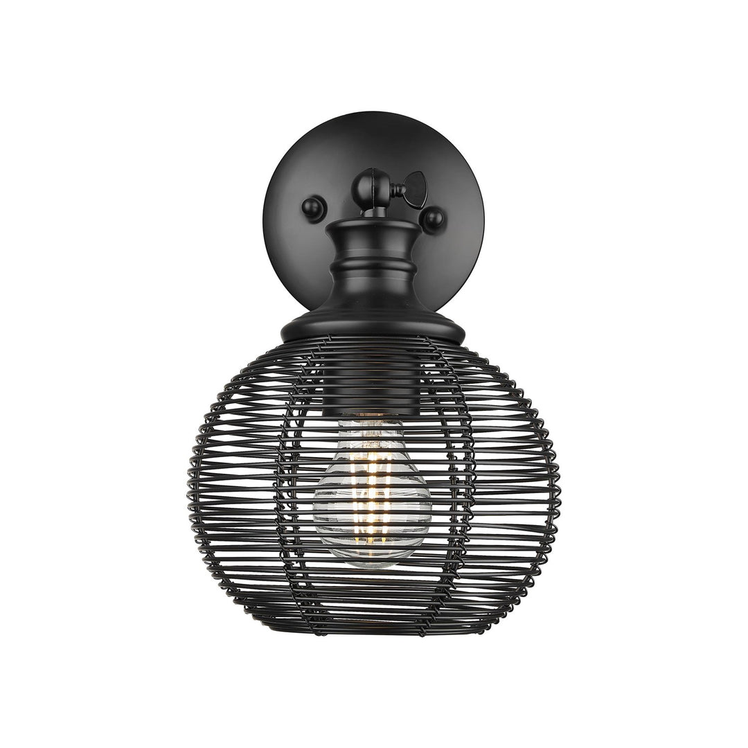 1 Light Wall Sconce In Matte Black With Matte Black Shade by Golden