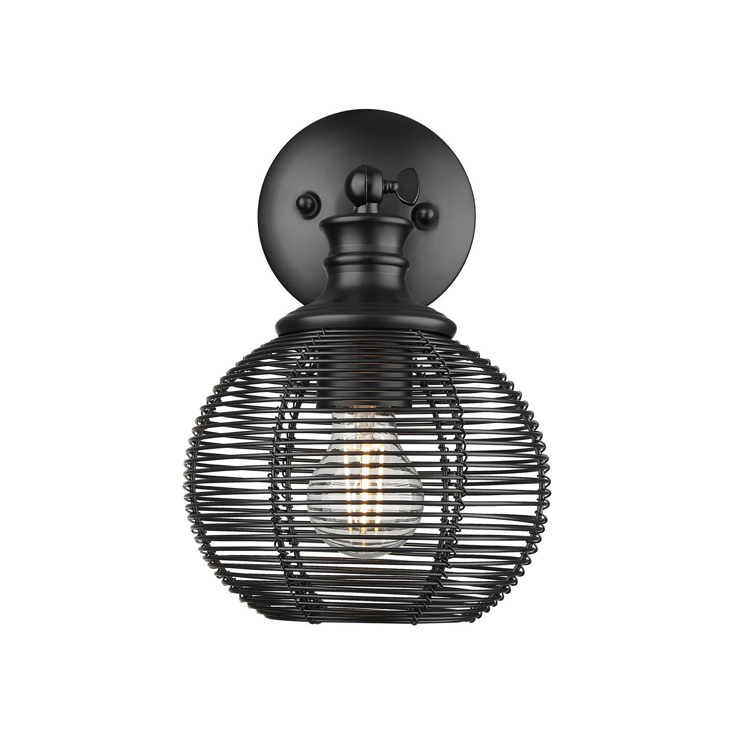 1 Light Wall Sconce In Matte Black With Matte Black Shade by Golden