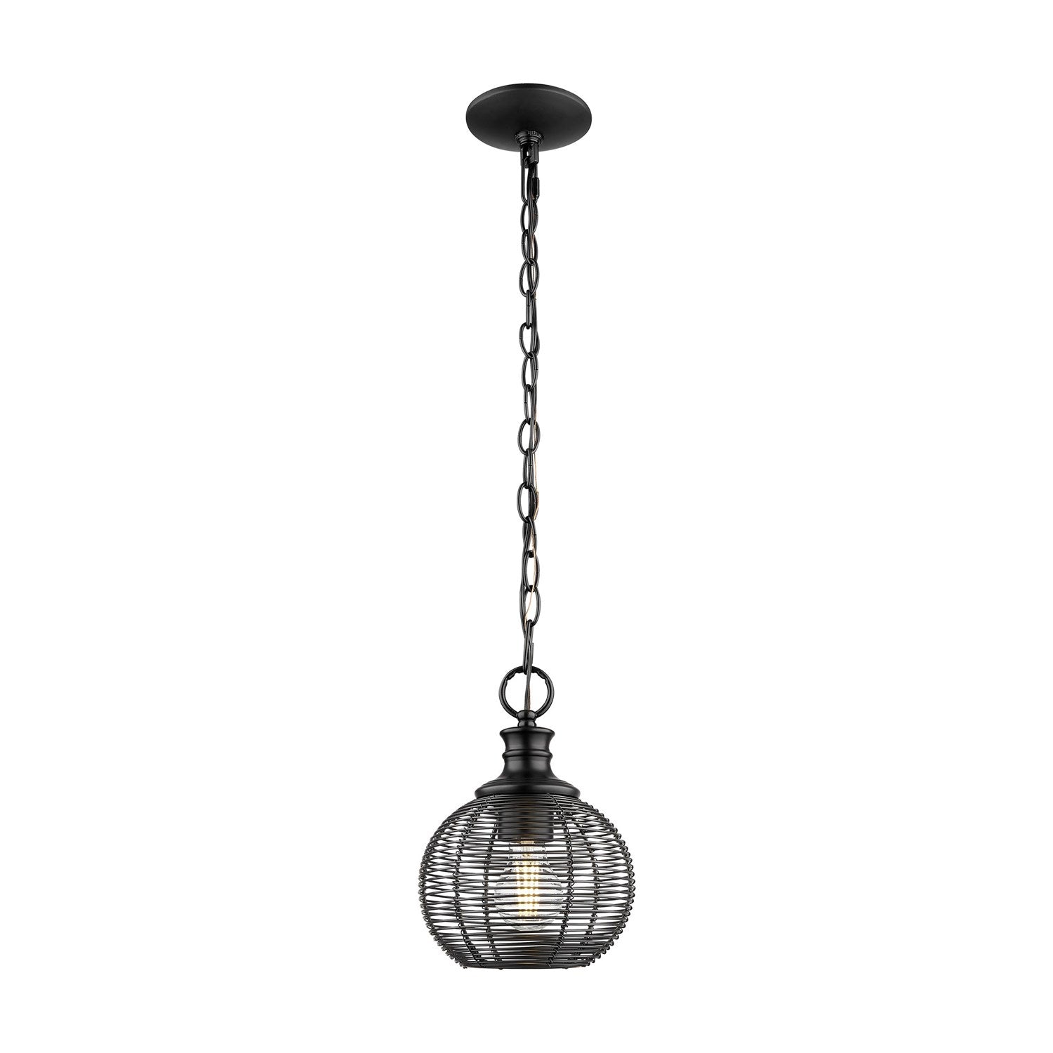 Mini Pendant In Matte Black With Matte Black Shade by Golden