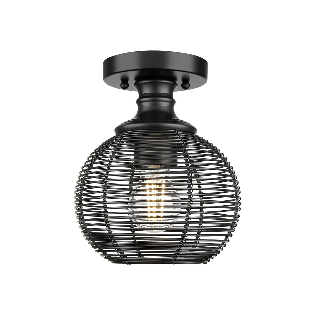 Semi-Flush In Matte Black With Matte Black Shade by Golden