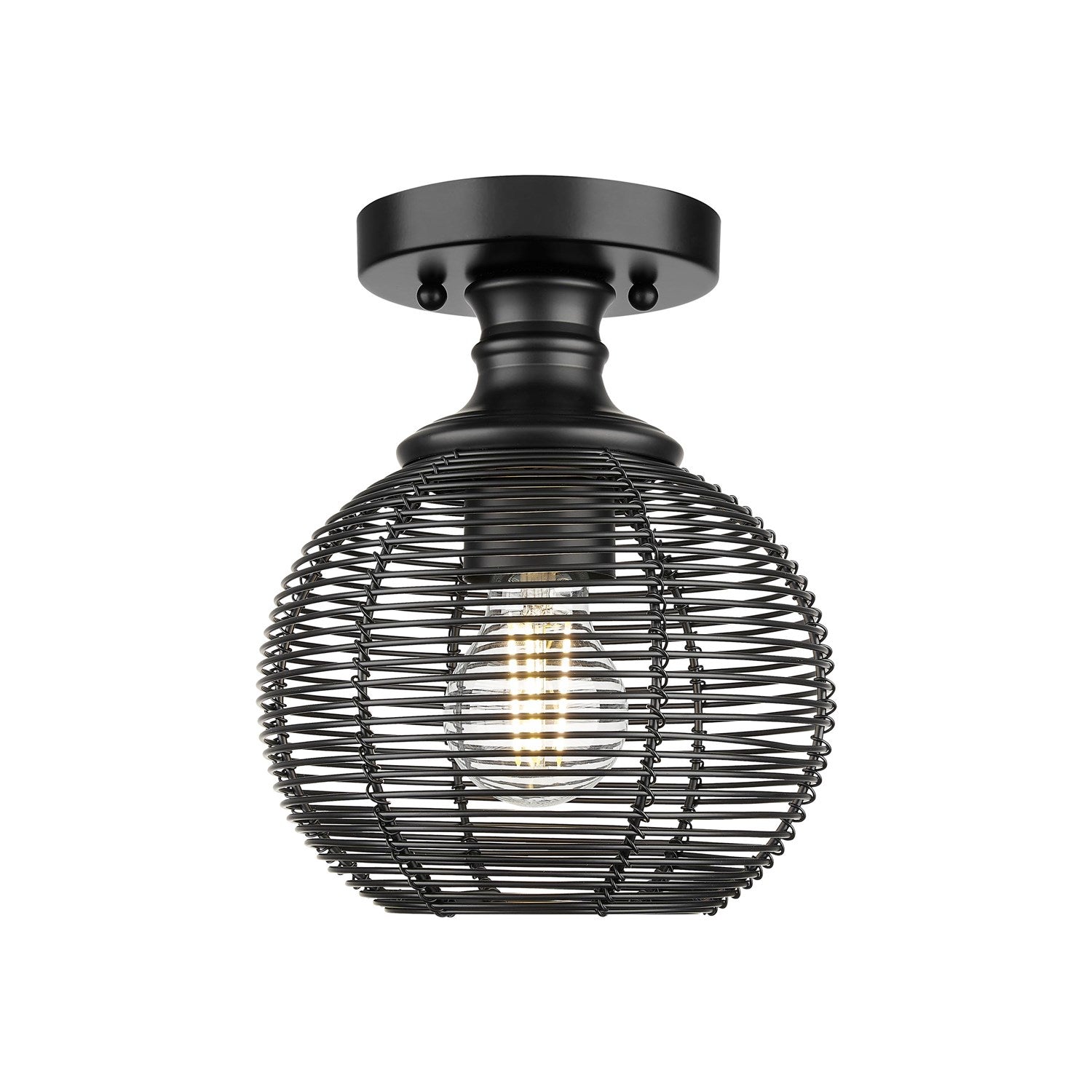Semi-Flush In Matte Black With Matte Black Shade by Golden