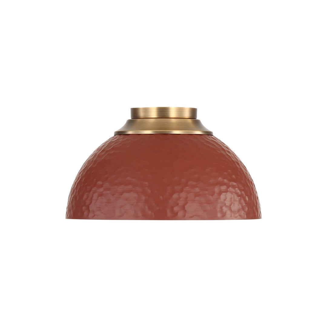 3-Light Flush Mount In Modern Brass With Russet Clay by Golden