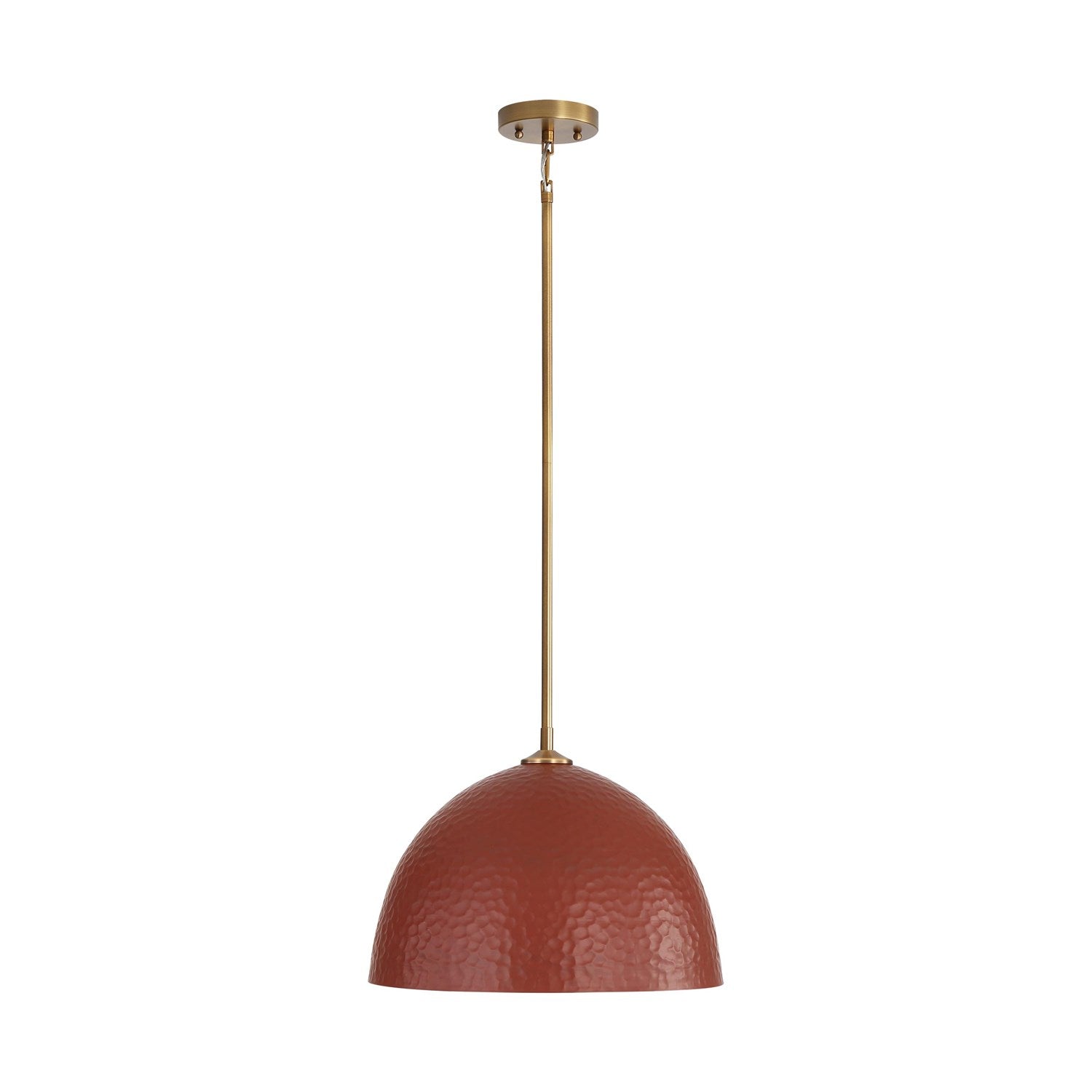 Large Pendant In Modern Brass With Russet Clay by Golden