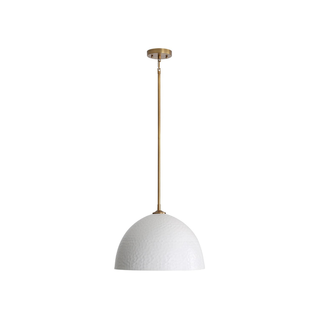 Large Pendant In Modern Brass With Matte White by Golden