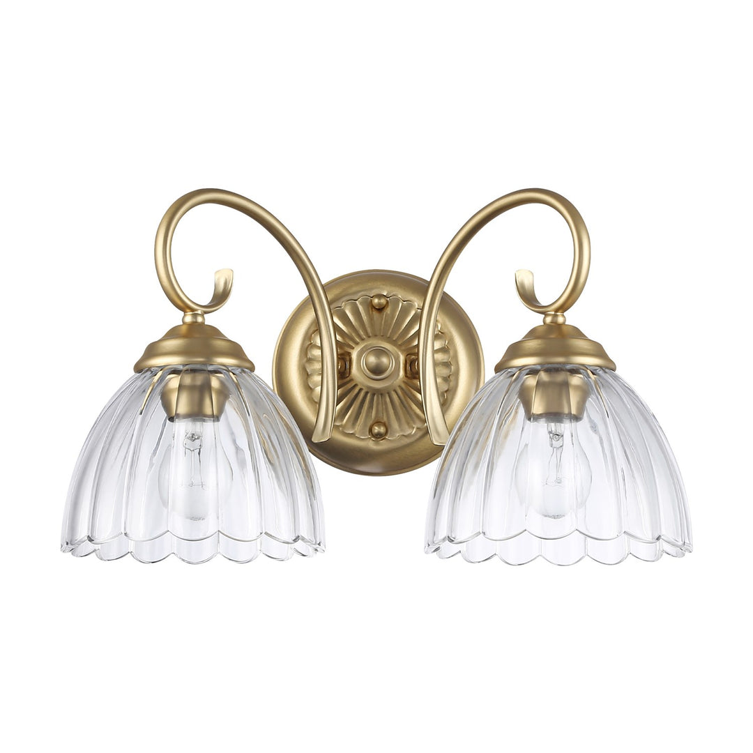 2-Light Vanity Light In Brushed Champagne Bronze With Clear Glass by Golden