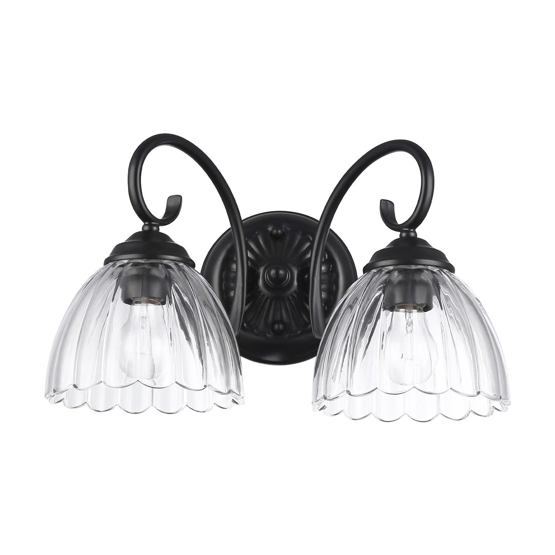 2-Light Vanity Light In Matte Black With Clear Glass by Golden