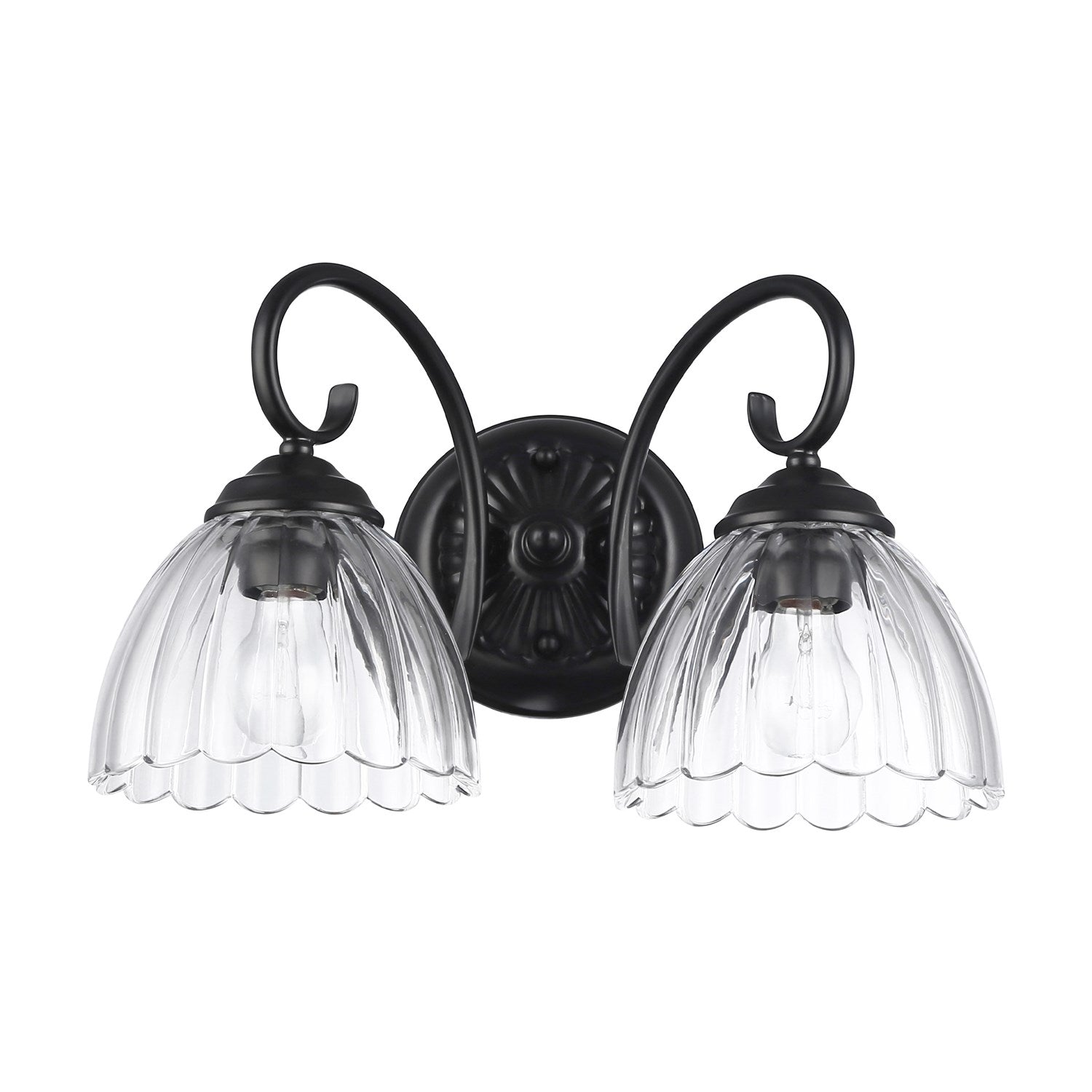 2-Light Vanity Light In Matte Black With Clear Glass by Golden