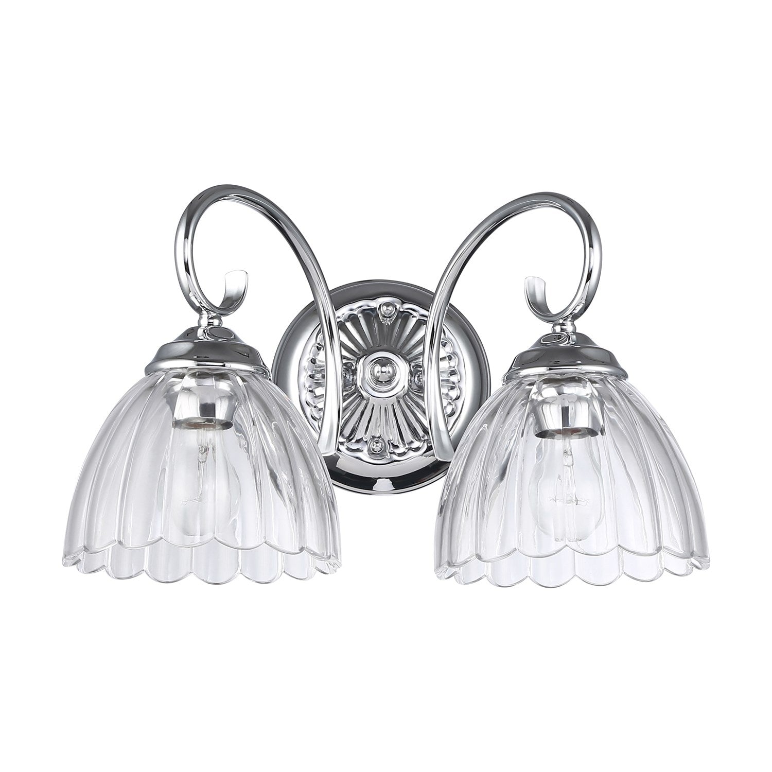 2-Light Vanity Light In Chrome With Clear Glass by Golden