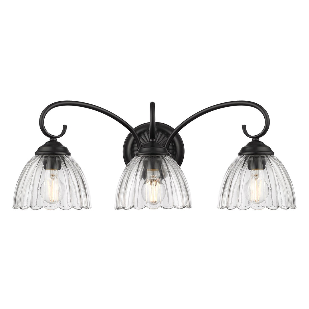 3-Light Vanity Light In Matte Black With Clear Glass by Golden