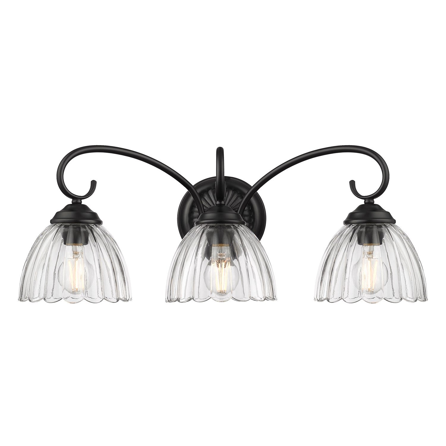 3-Light Vanity Light In Matte Black With Clear Glass by Golden