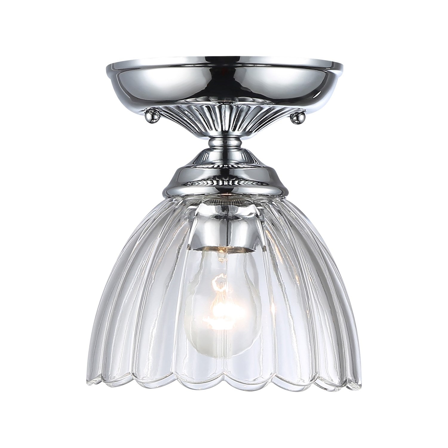 1-Light Semi-Flush In Chrome With Clear Glass by Golden