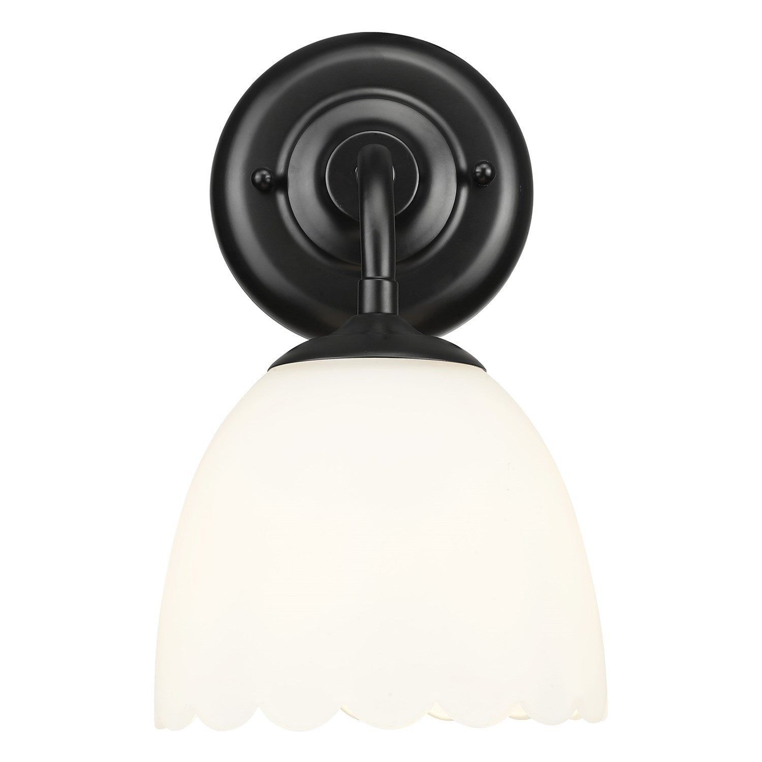 1-Light Wall Sconce In Matte Black With Opal Glass by Golden