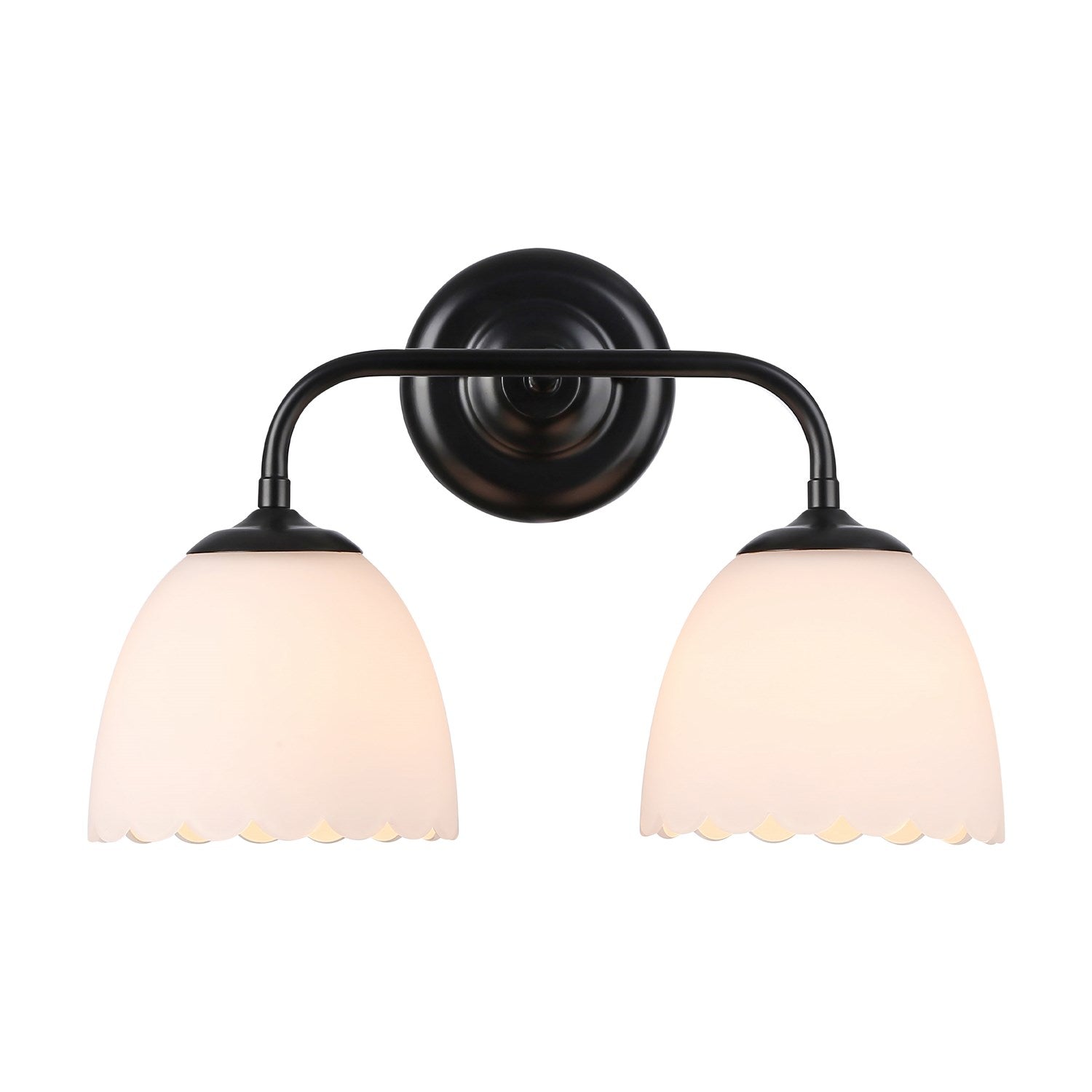 2-Light Vanity Light In Matte Black With Opal Glass by Golden