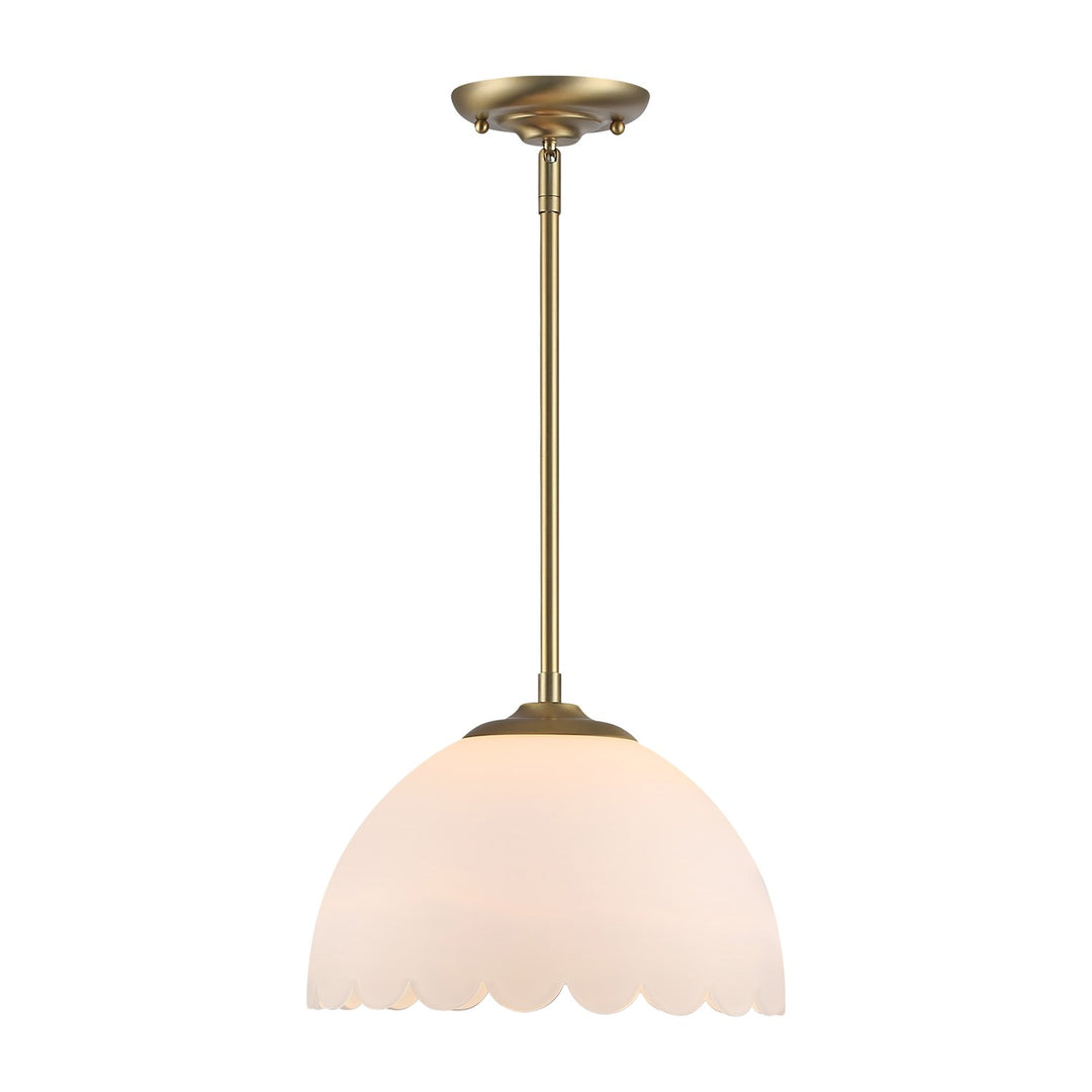 1-Light Pendant In Brushed Champagne Bronze With Opal Glass by Golden