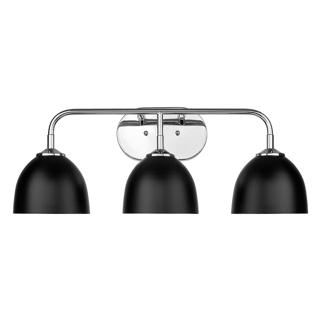 3-Light Vanity Light In Chrome With Matte Black by Golden