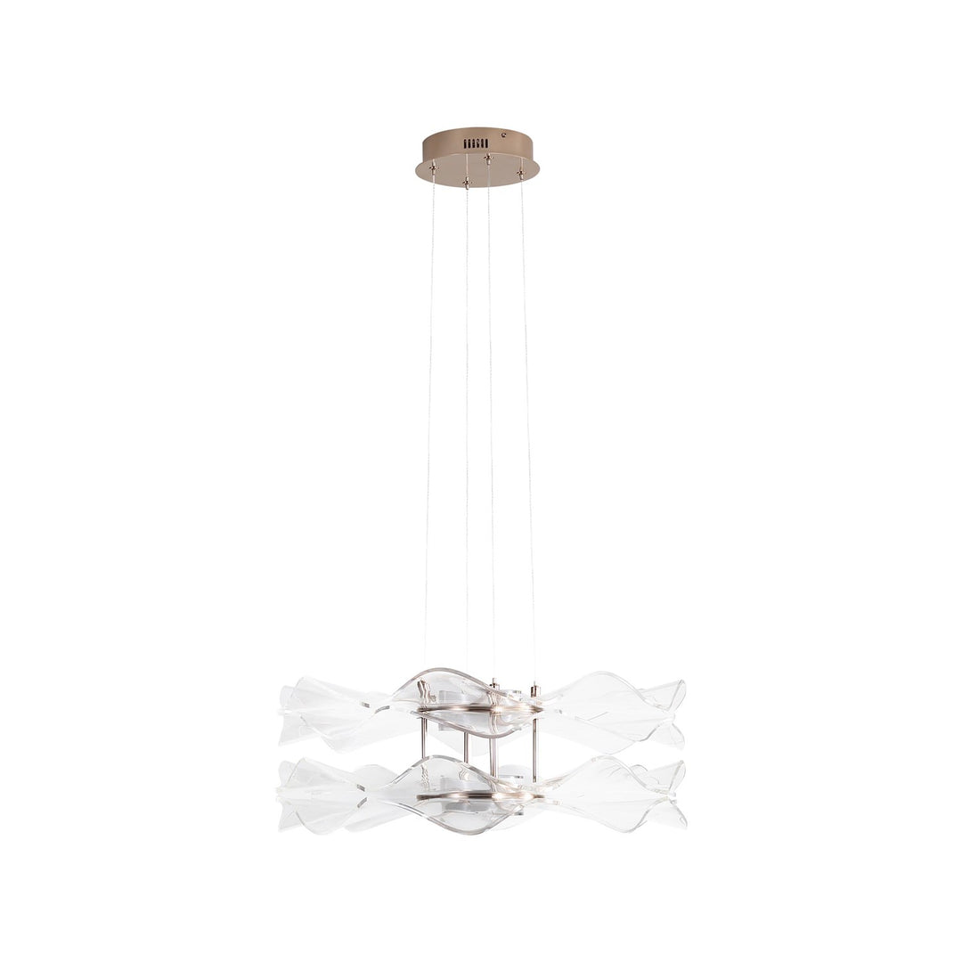 Led 2-Light Pendant In Light Gold With Clear Glass Shade by Golden