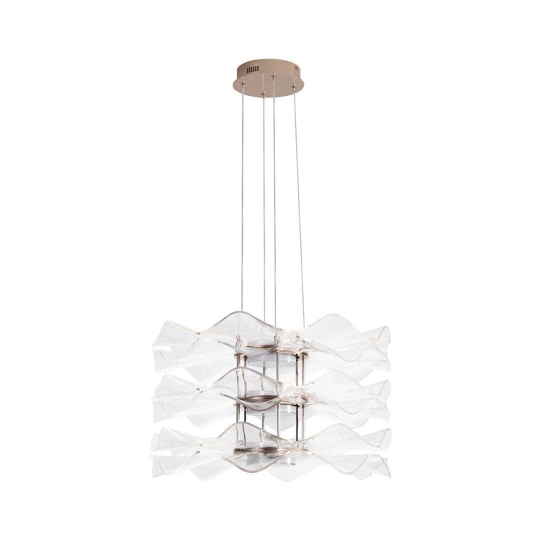 Led 3-Light Pendant In Light Gold With Clear Glass Shade by Golden