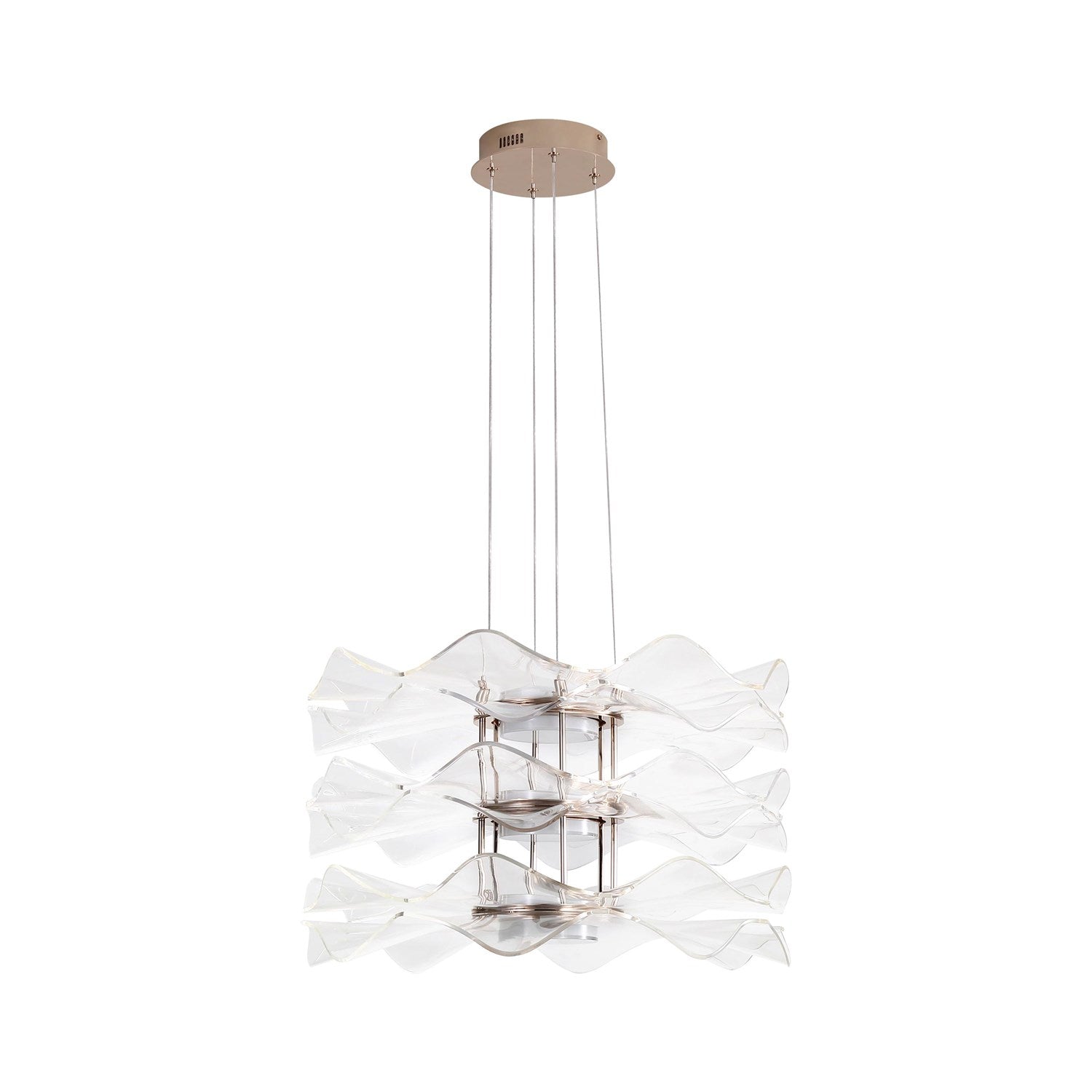 Led 3-Light Pendant In Light Gold With Clear Glass Shade by Golden