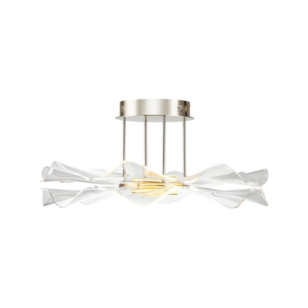 Led 1-Light Semi-Flush In Light Gold With Clear Glass Shade by Golden