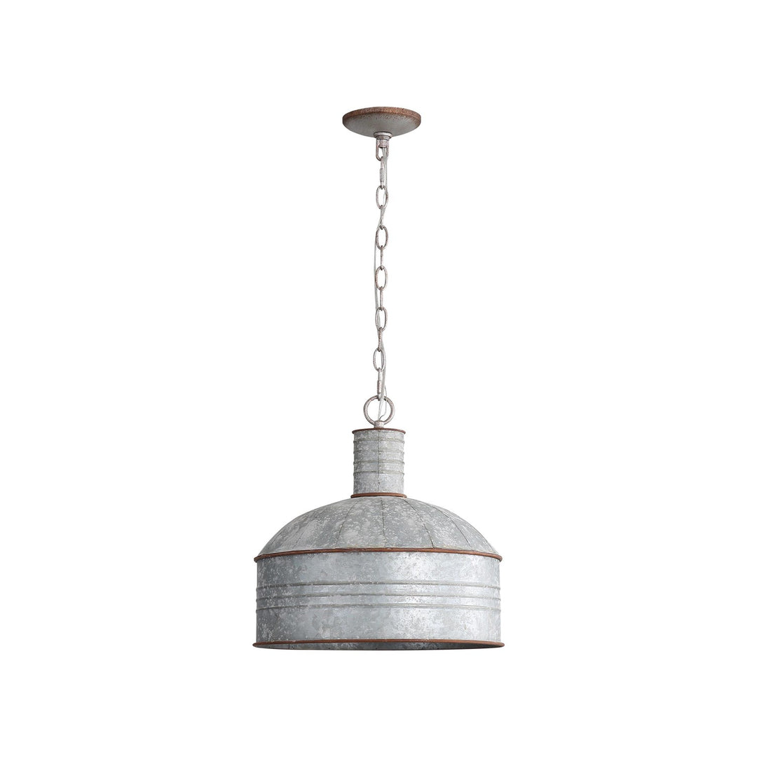 Mini Pendant In Aged Galvanized Steel With Galvanized Steel by Golden