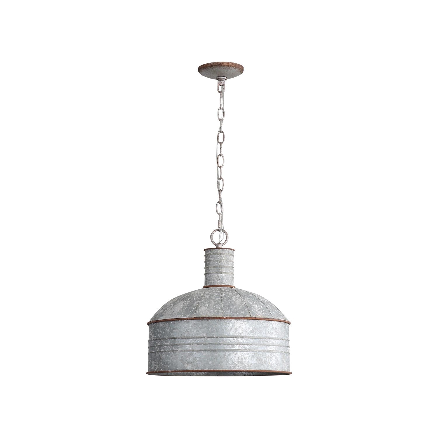 Mini Pendant In Aged Galvanized Steel With Galvanized Steel by Golden