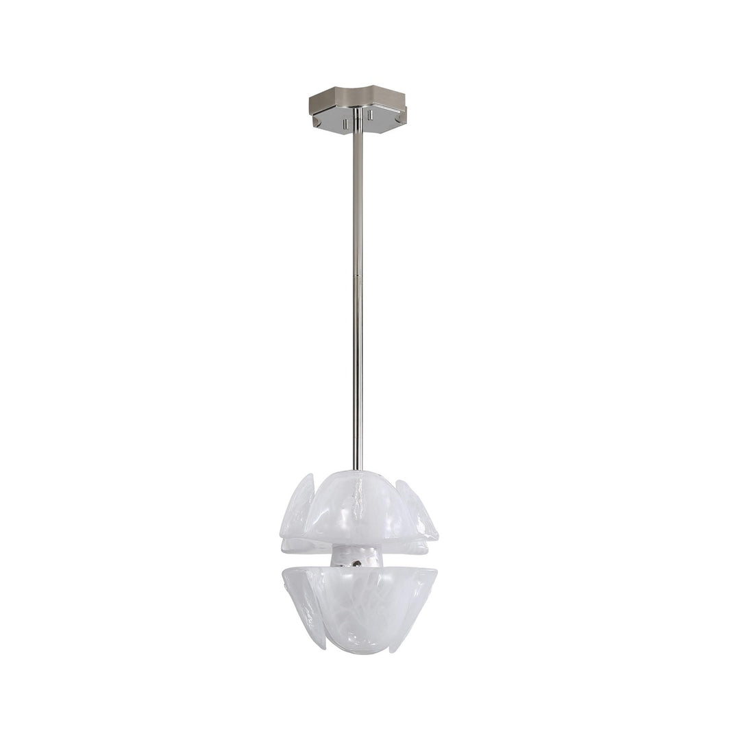 Led 2-Light Pendant In Polished Nickel With Icy Glass Shade by Golden