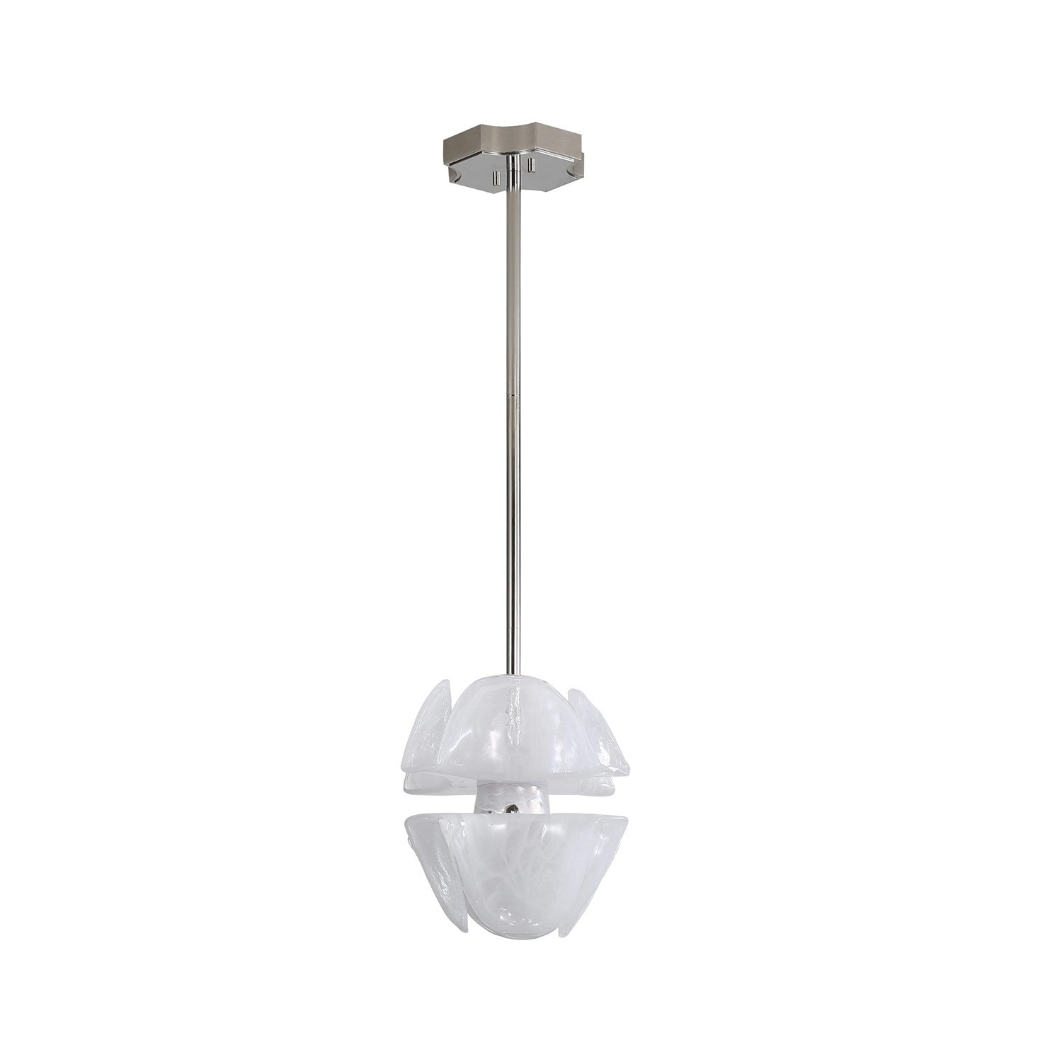 Led 2-Light Pendant In Polished Nickel With Icy Glass Shade by Golden