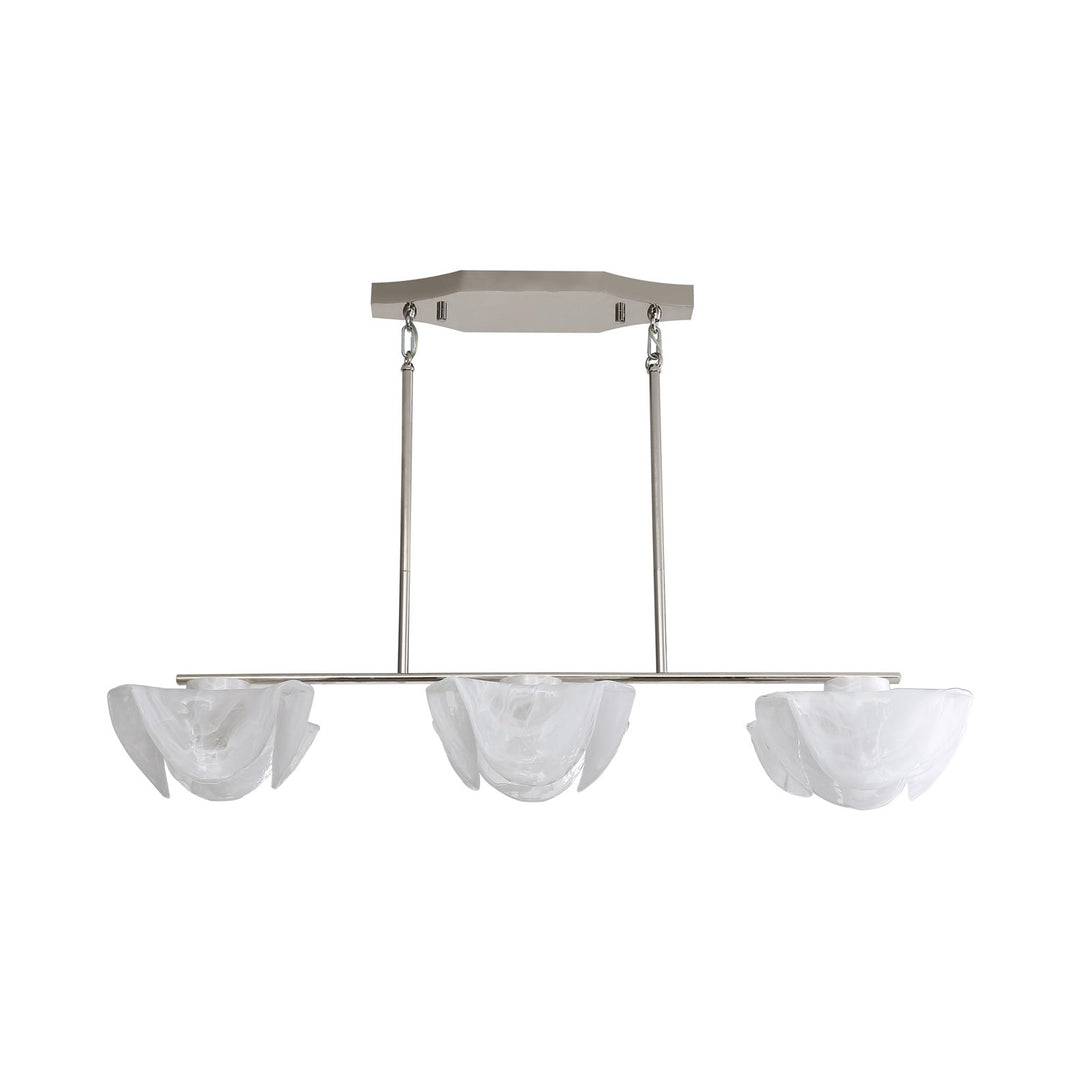 Led Linear Pendant In Polished Nickel With Icy Glass Shade by Golden