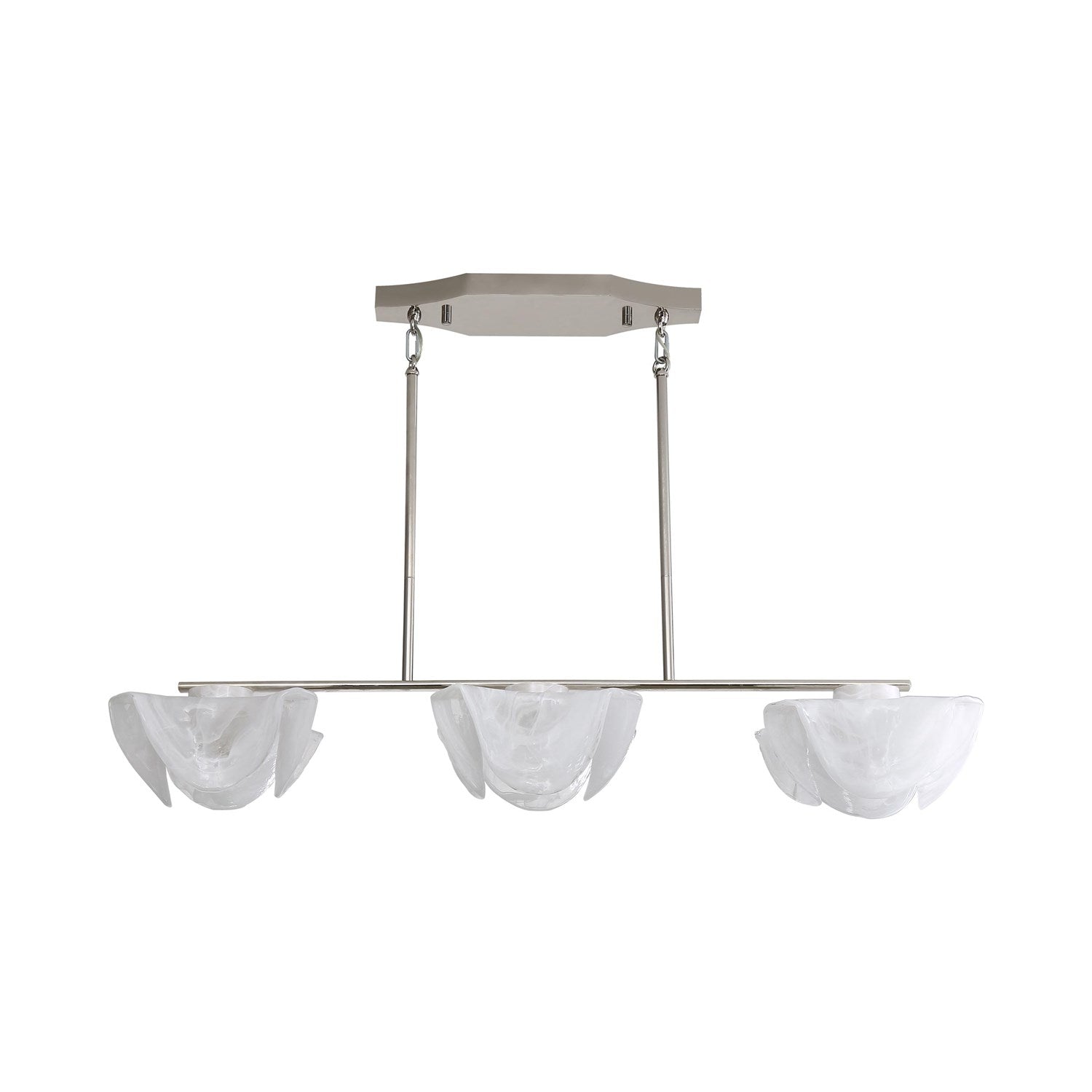 Led Linear Pendant In Polished Nickel With Icy Glass Shade by Golden