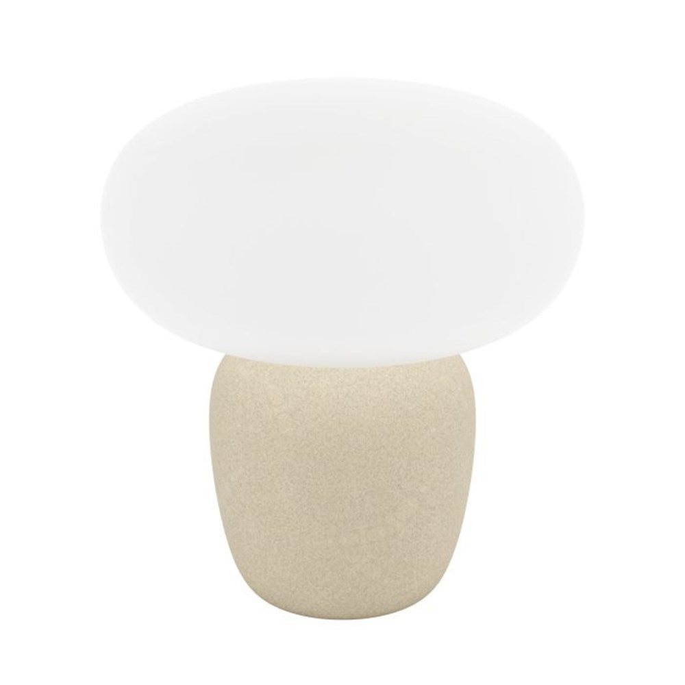 1 Light Table Lamp W/ A Light Brown Ceramic Base & White Opal Glass Shade by Eglo