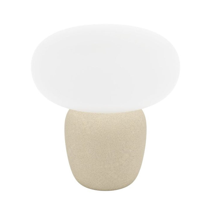 1 Light Table Lamp W/ A Light Brown Ceramic Base & White Opal Glass Shade by Eglo