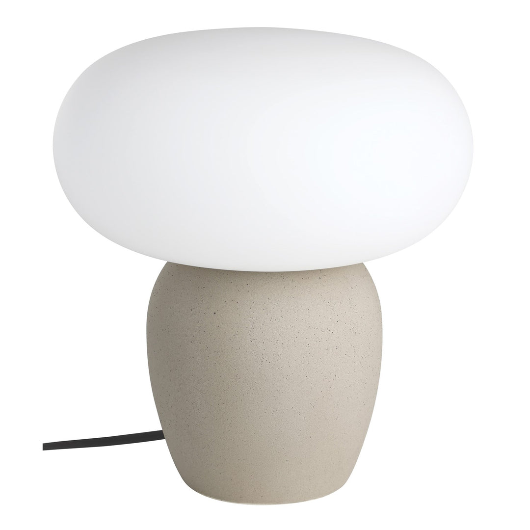 1 Light Table Lamp W/ A Light Brown Ceramic Base & White Opal Glass Shade