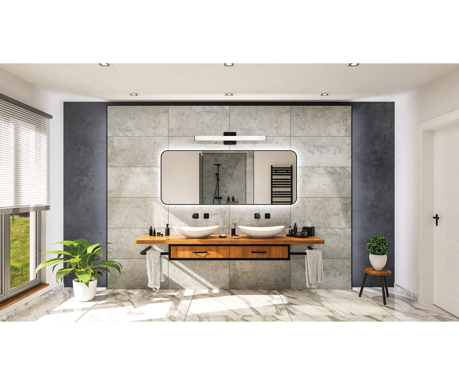 1 Light Integrated Led Bath/Vanity Light W/ Black Finish & White Acrylic Shade