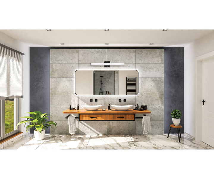 1 Light Integrated Led Bath/Vanity Light W/ Black Finish & White Acrylic Shade
