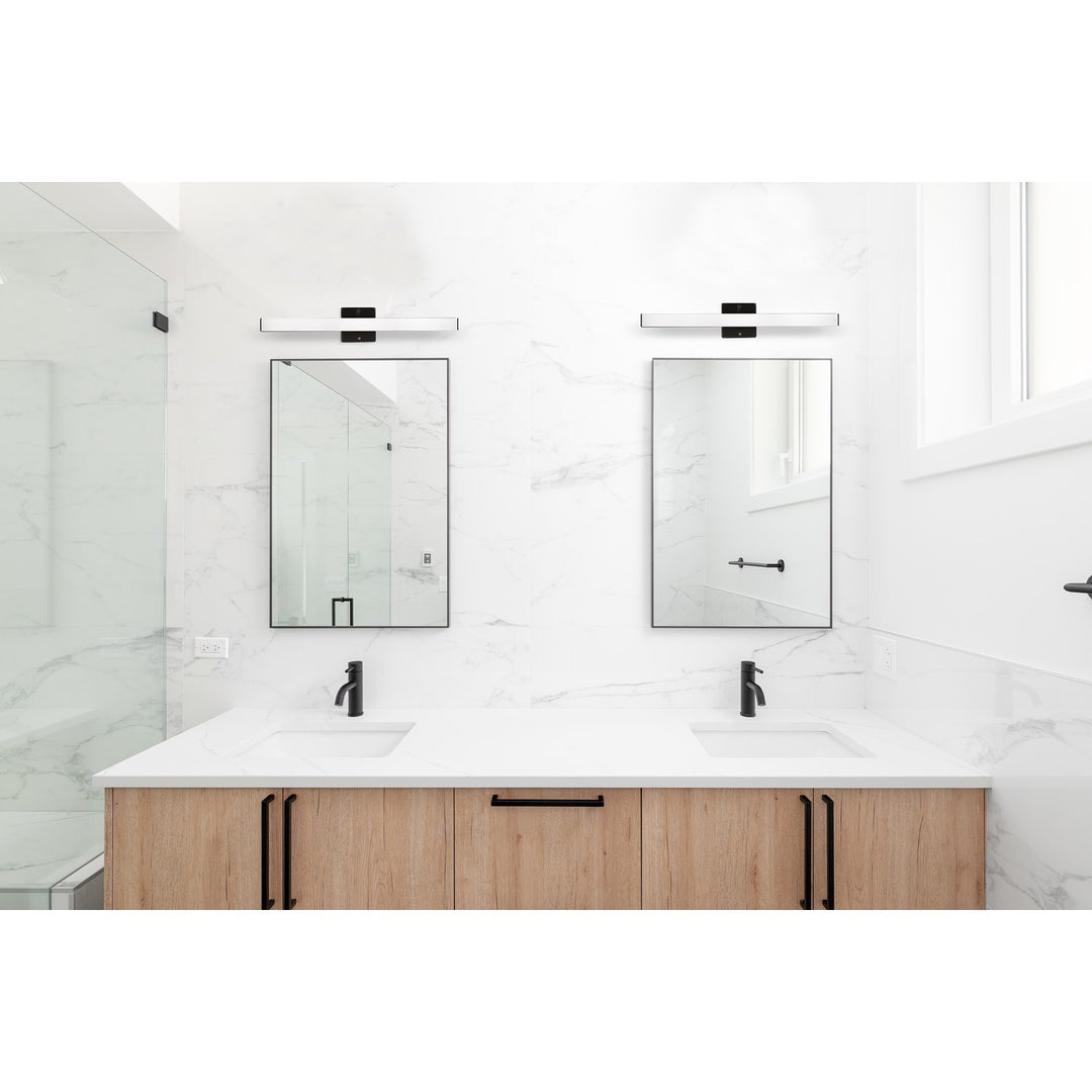 1 Light Integrated Led Bath/Vanity Light W/ Black Finish & White Acrylic Shade