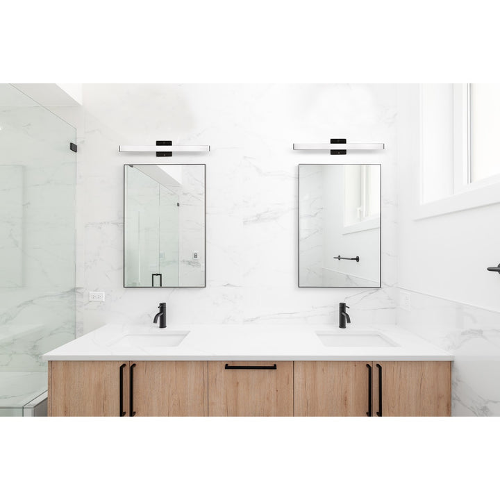 1 Light Integrated Led Bath/Vanity Light W/ Black Finish & White Acrylic Shade
