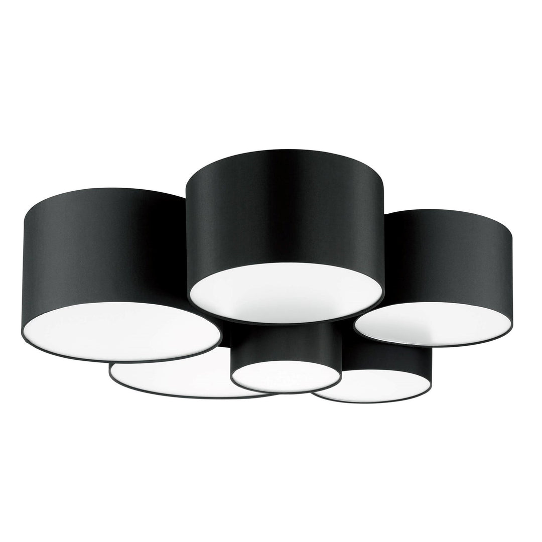 6 Light Ceiling Light W/ Black Finish & Black W/ White Interior Shades by Eglo
