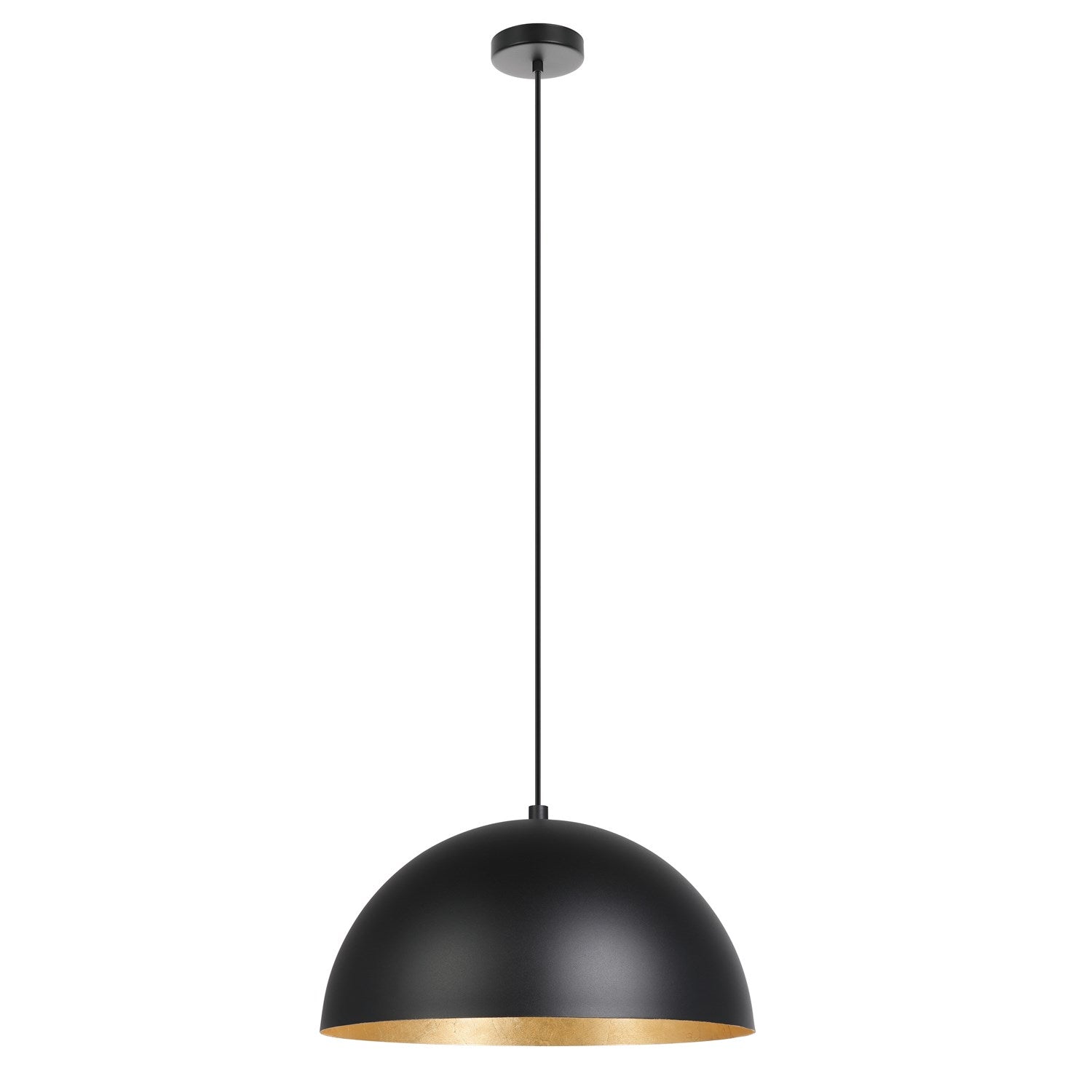 1 Light Pendant W/ Black Exterior & Gold Leaf Interior Metal Shade by Eglo