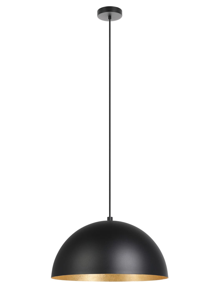 1 Light Pendant W/ Black Exterior & Gold Leaf Interior Metal Shade