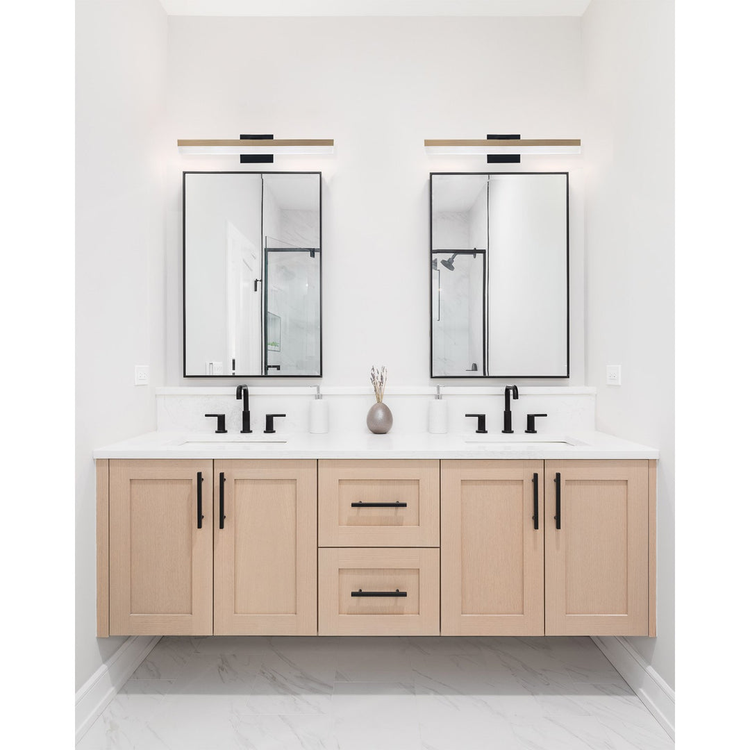 1 Light Integrated Led Bath/Vanity Light W/ Natural Wood