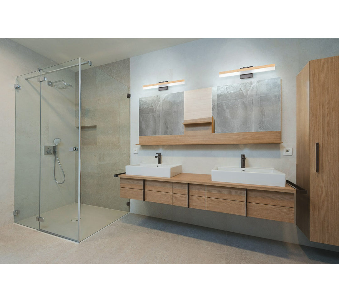 1 Light Integrated Led Bath/Vanity Light W/ Natural Wood