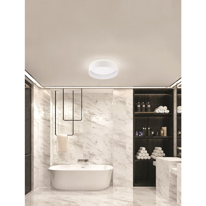 1 Light Integrated Led Ceiling Light W/ White Finish & White Acrylic Shade